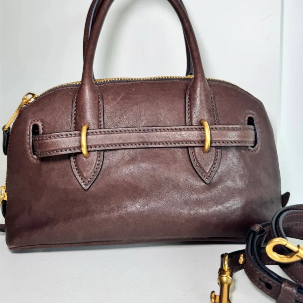 Miu Miu Brown and Gold Leather Satchel - Picture 7 of 9